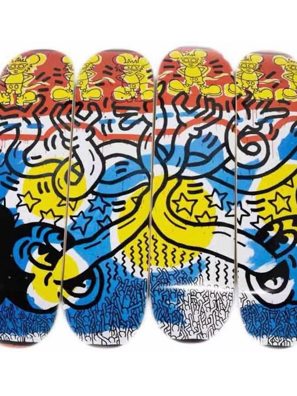 NEW Diamond Supply Co. Disney Keith Haring Hands Mickey Skateboard Deck Set of 4